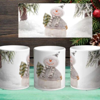 Tasses à Café Noël (Mug) avec bonhomme de neige et sapin