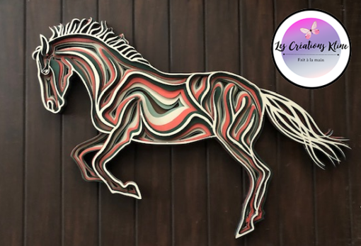 Cheval en bois 3D mandala