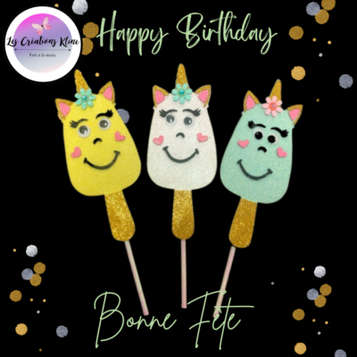 Cake Toppers Popsicle Licorne