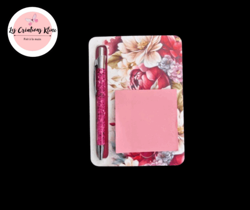 Support pour bloc-notes autocollants avec stylo
