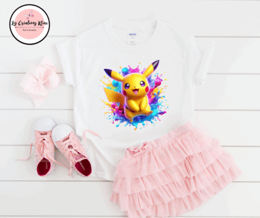 T-Shirt Enfant – Motif Pikachu.