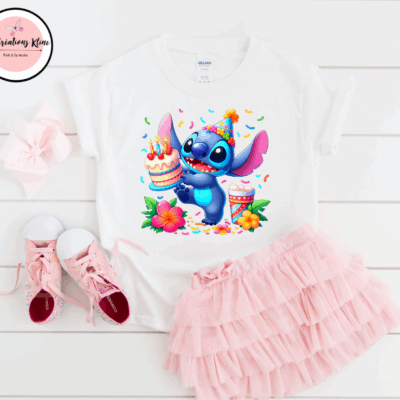T-Shirt Enfant – Stitch avec Gâteau