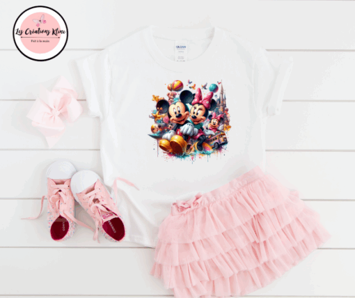 T-Shirt Enfant – Motif Mickey & Minnie Mouse