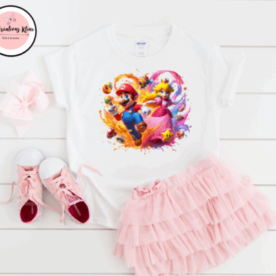 T-Shirt Enfant – Motif Mario Bros & Princess Peach