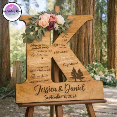 Livre d’or de mariage alternatif – Lettre en bois