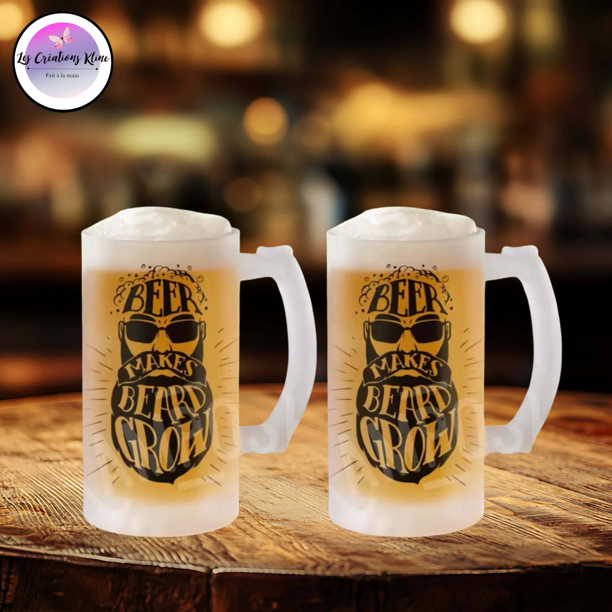 Chopes à bière personnalisées – Sublimation 16 oz (Frosted)