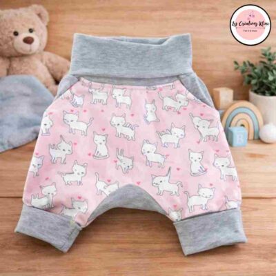 Short Harem évolutif avec poches . Rose et Gris