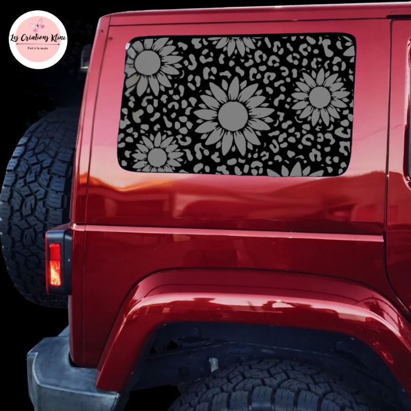 Autocollants vitres – Tournesols & Imprimé Léopard