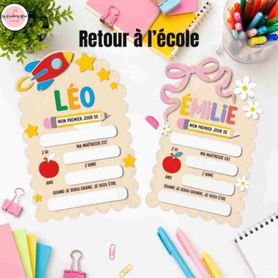 Retour à l’école – Premier jour d’école en bois personnalisé