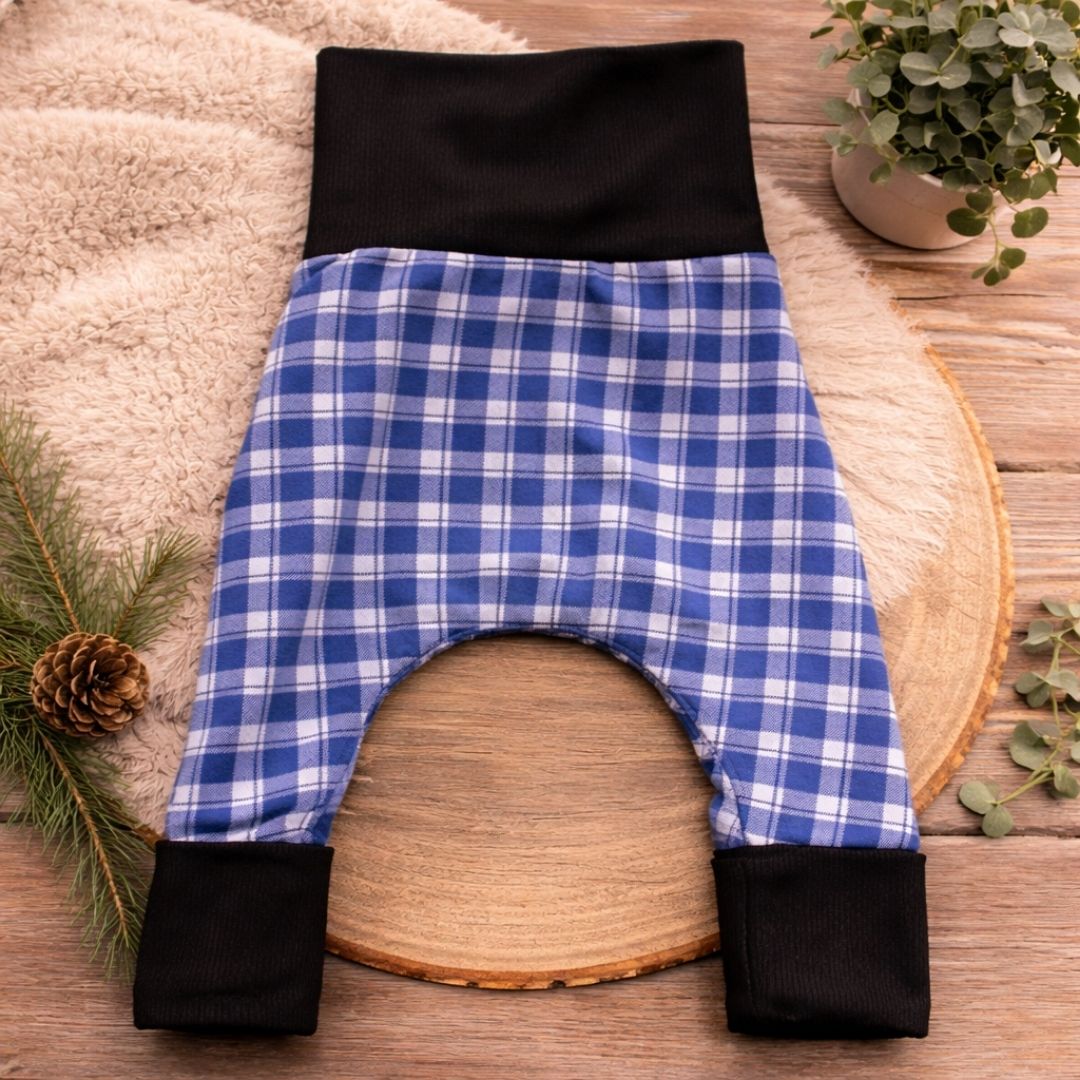 Pantalon Harem évolutif carreaux bleu