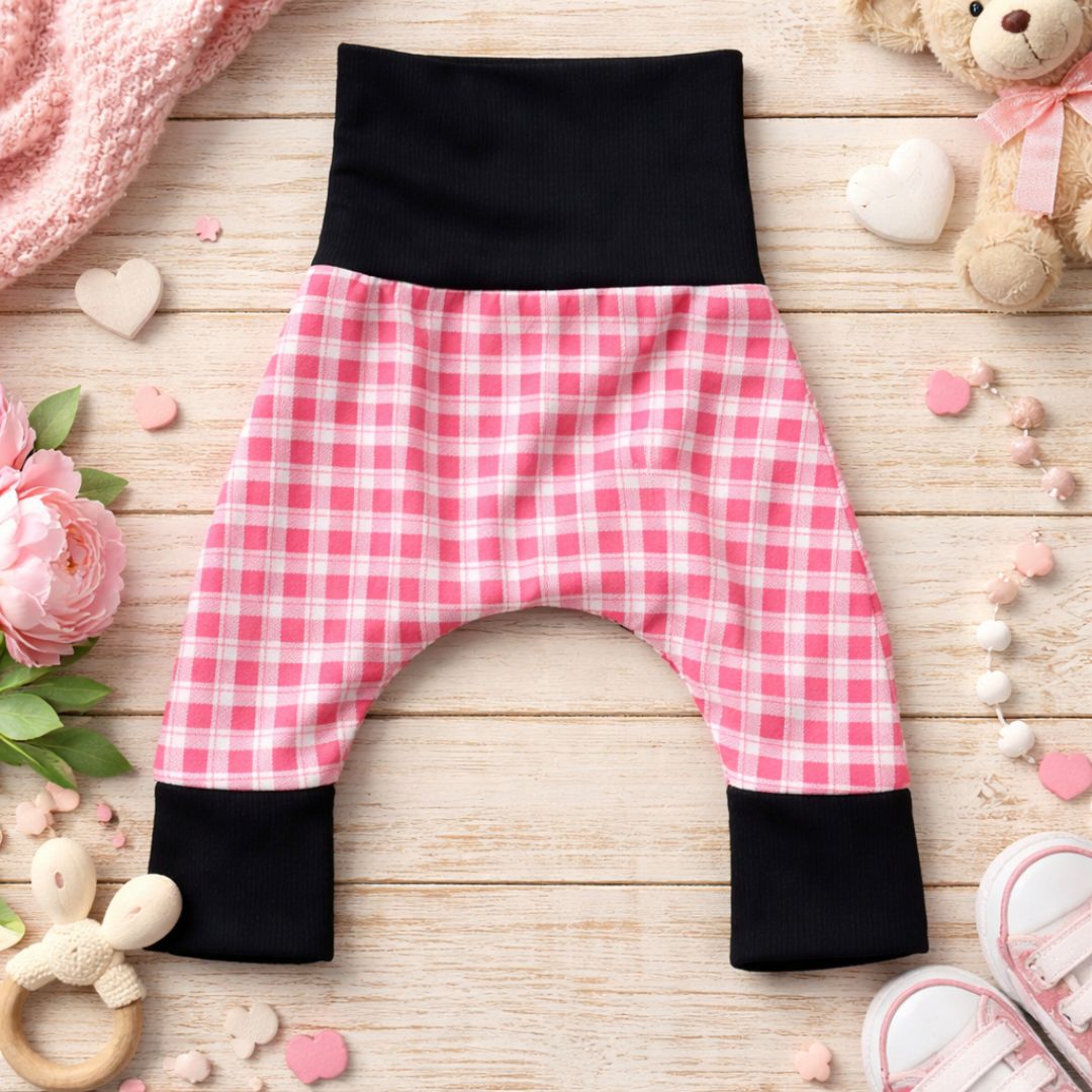 Pantalon Harem évolutif carreaux rose