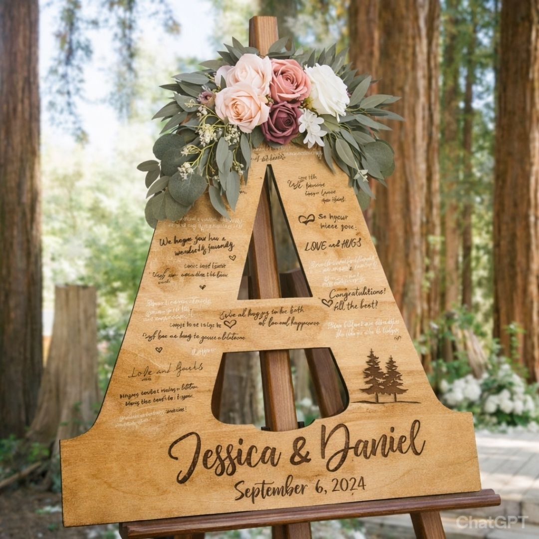 Livre d’or de mariage alternatif – Lettre en bois – Image 2