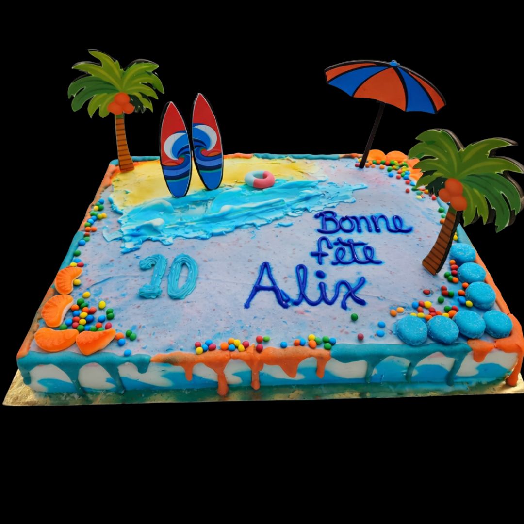Topper gâteau personnalisé Beach cake