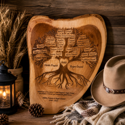 Arbre généalogique de la famille graver sur bois