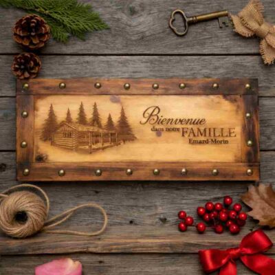 Décoration murale en bois recyclé – Cabane à sucre (Gravure laser 3D)