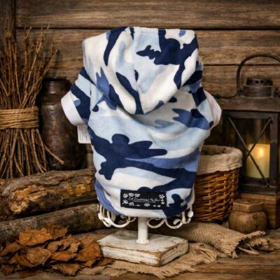 Chandail pour Chien – Capuchon en Micro Chenille Bleu