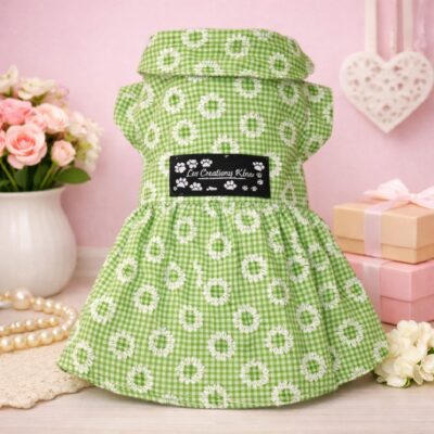 Robe verte avec manches en coton