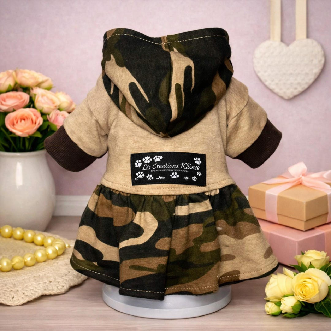 Robe pour chien avec capuchon – Camouflage Armée