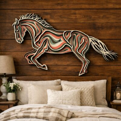 Cheval en Bois 3D Mandala – Personnalisable
