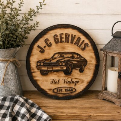 Couronne Vintage – Cadeau personnalisé en bois