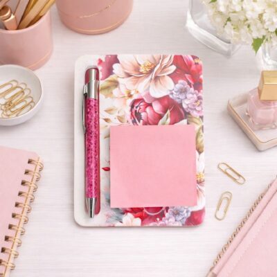 Support pour bloc-notes autocollants avec stylo