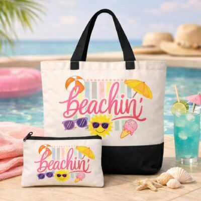 Tote Bag & Makeup Bag Beachin’ personnalisé