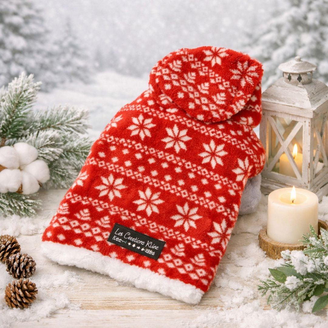 Manteau pour Chien – Douceur & Style Rouge avec Flocons