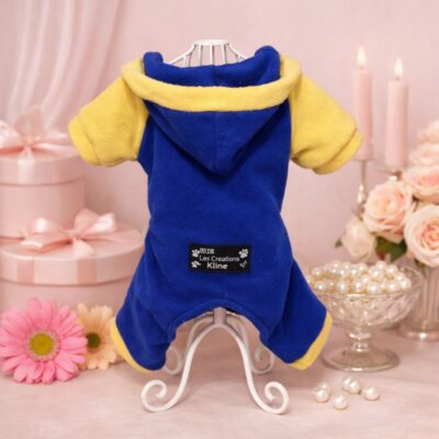 Combinaison/Pyjama Bleu Royal et Jaune pour Chien – Style & Confort