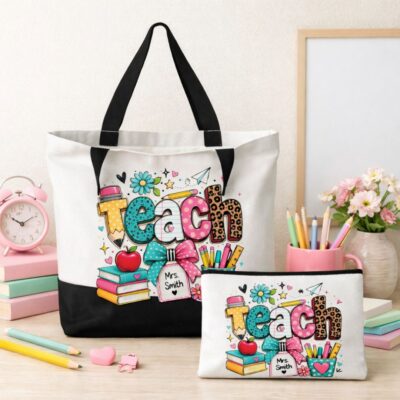 Ensemble personnalisé Teach – Tote Bag & Makeup Bag
