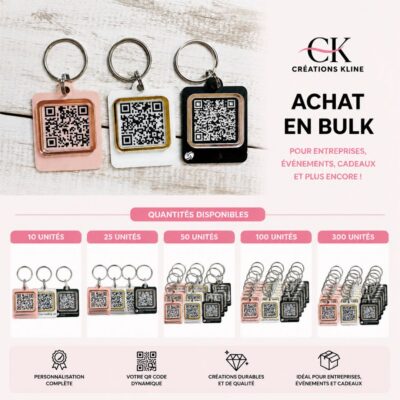 Porte-clé QR personnalisé en lot