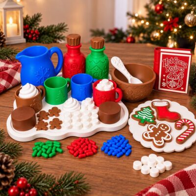 Ensemble de jeu sensoriel – Chocolat chaud et biscuits de Noël